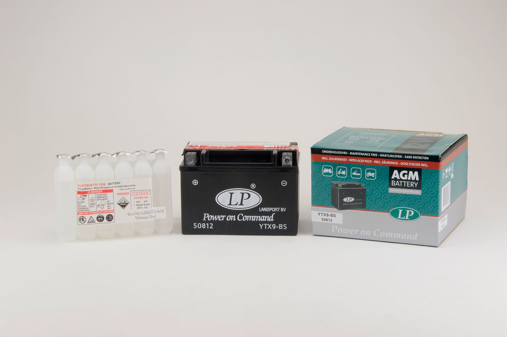 AGM accu van Landport incl. zuurpakket YTX9-BS